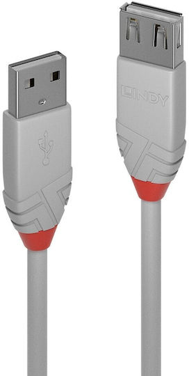 Lindy USB 2.0 Кабел USB-A мъжки - USB-A мъжки Сив 1м 36712