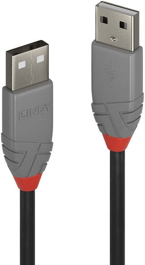 Lindy USB 2.0 Cable USB-A male - USB-A male Μαύρο 0.2m 36690