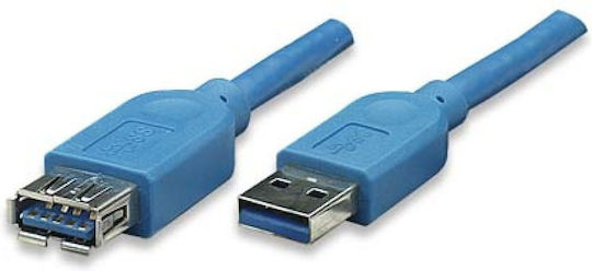 Techly USB 2.0 Кабел USB-A мъжки - USB-A женски Син 3м ICOC-U3-AA-30-EX