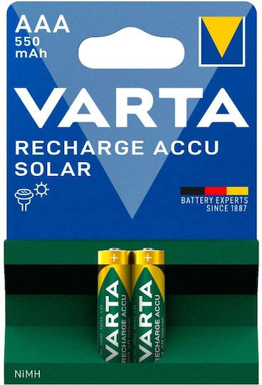 Varta Rechargeable Accu Solar Wiederaufladbare Batterien AAA Ni-MH 550mAh 1.2V 2Stück