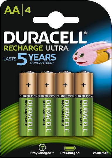 Duracell Recharge Ultra Επαναφορτιζόμενες Μπαταρίες AA Ni-MH 2500mAh 1.2V 4τμχ