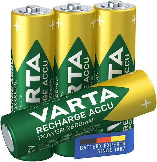 Varta Recharge Accu Power Baterii Reîncărcabile AA Ni-MH 2600mAh 1.2V 4buc