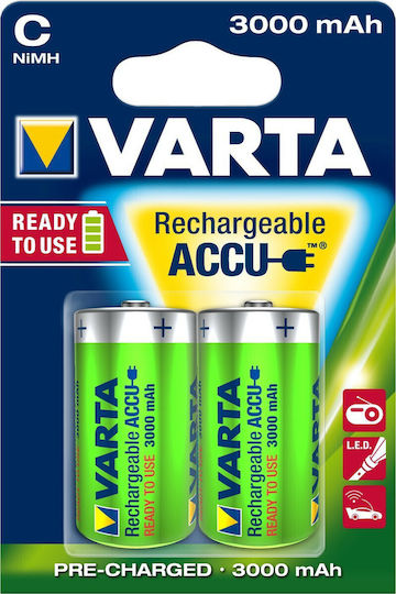 Varta Rechargeable Accu Επαναφορτιζόμενες Μπαταρίες C Ni-MH 3000mAh 1.2V 2τμχ