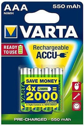 Varta Recharge Accu Power Презареждащи батерии AAA Ni-MH 550mAh 1.2V 4бр