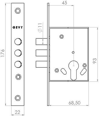 Gevy Recessed Lock Safe deposit box with Cylinder