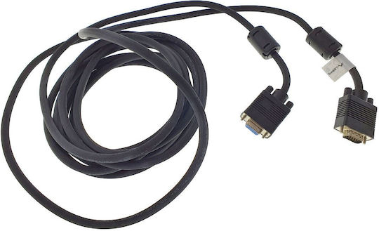 Lanberg VGA male to VGA female Black 5m Cable (CA-VGAC-10CC-0050-B+)
