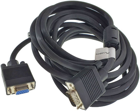 Lanberg VGA male to VGA female Black 5m Cable (CA-VGAC-10CC-0050-B+)