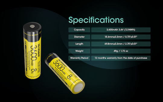 NiteCore Baterie Reîncărcabilă 18650 Li-ion 3600mAh 3.6V 1buc