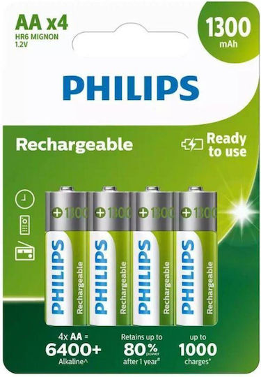 Philips Baterii Reîncărcabile AA Ni-MH 1300mAh 1.2V 4buc