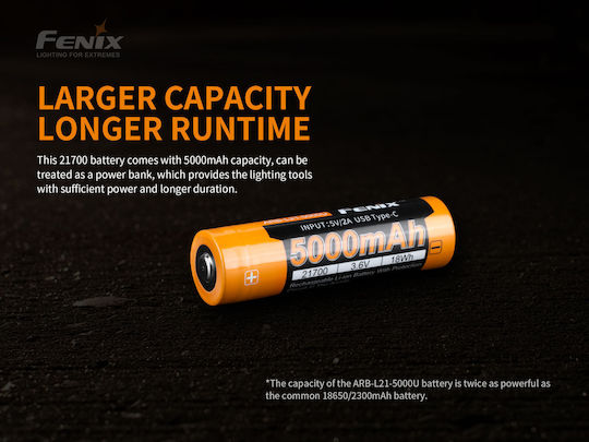 Fenix FE21700USB Επαναφορτιζόμενη Μπαταρία 21700 Li-ion 5000mAh 3.6V 1τμχ