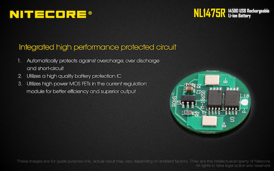 NiteCore NL1475R Презареждаща батерия 14500 Li-ion 750mAh 3.6V 1бр