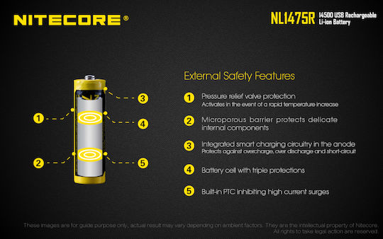 NiteCore NL1475R Презареждаща батерия 14500 Li-ion 750mAh 3.6V 1бр