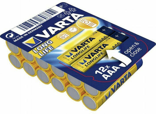 Varta 12 Pack Alkaline Batteries AAA LongLife 1.5V