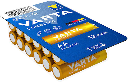 Varta 12 Pack Alkaline Batteries AAA LongLife 1.5V