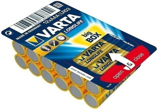 Varta 12 Pack Alkaline Batteries AAA LongLife 1.5V