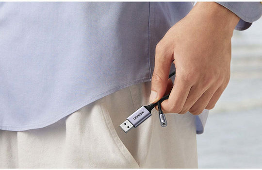 Ugreen CM477 Μετατροπέας USB-A male σε 3.5mm female Γκρι 1τμχ