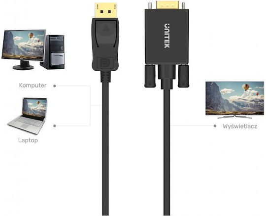 Unitek Μετατροπέας DisplayPort / VGA male σε DisplayPort / VGA female 1τμχ Y-5118F