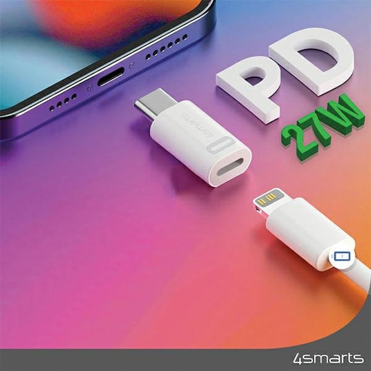 4Smarts Μετατροπέας Lightning male σε USB-C female Λευκό 2τμχ 540711