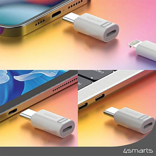4Smarts Μετατροπέας Lightning male σε USB-C female Λευκό 2τμχ 540711
