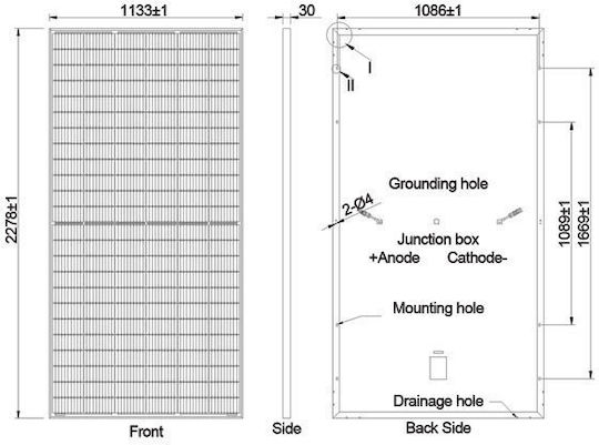 Eurolamp 165-10056 Monokristallin Solarmodul 42.57W 2278x1133x35mm