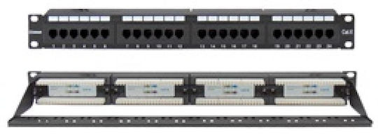 Safewell Κάλυμμα Πάνελ για Rack 1U 19" 24 Θυρών cat6 Μαύρο