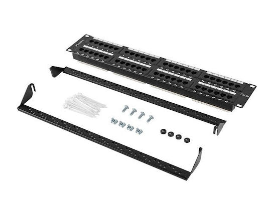 Lanberg Patch Panel για Rack 2U 19" 48 Θυρών cat5e Μαύρο