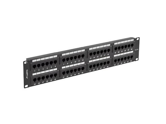 Lanberg Patch Panel για Rack 2U 19" 48 Θυρών cat5e Μαύρο