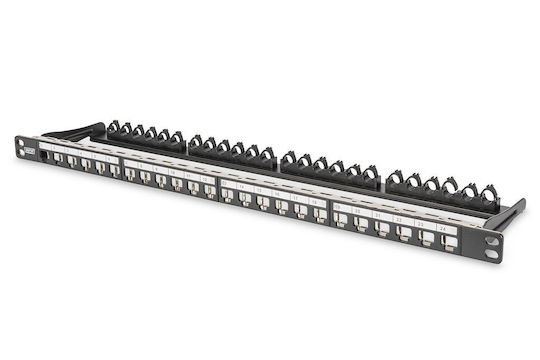 Digitus Patch Panel Keystone για Rack 0.5U 19" 24 Θυρών Μαύρο