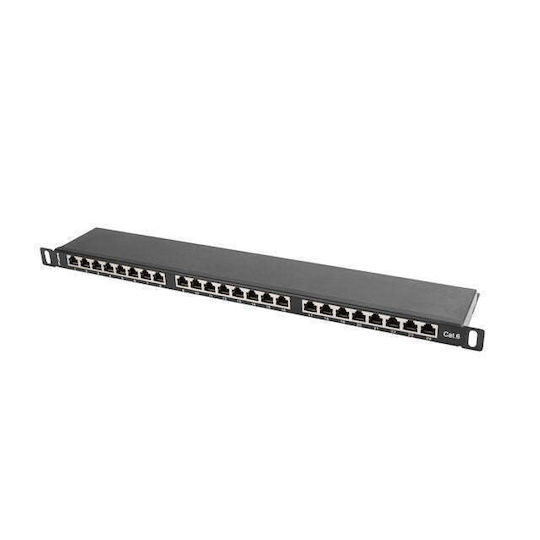 Lanberg Panou Patch Ecranat pentru Rack 0.5U 19" 24 Porturi cat6 Negru