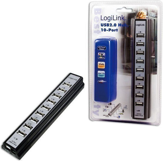 LogiLink USB Hub with 10 Ports USB 2.0 with USB-A Connection