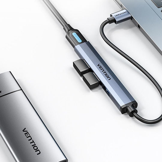 Vention USB Хъб 4 Порта USB 3.0 с USB-A Връзка Сив