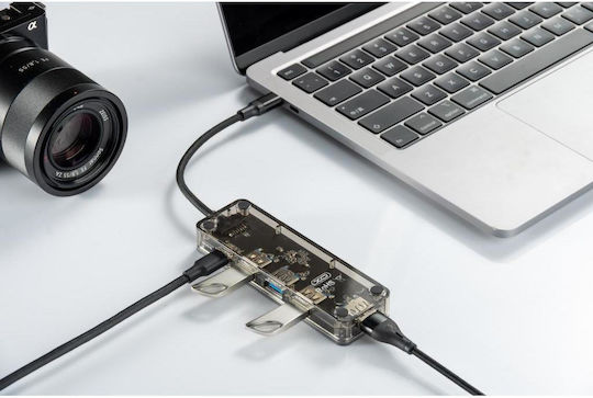XO HUB015 Hub 5 Θυρών USB 3.0 με σύνδεση USB-C Γκρι