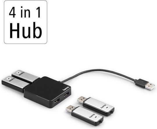 HAMA USB Hub 4 Ports USB 2.0 with USB-A Connection
