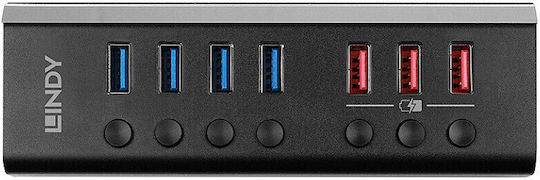 Lindy USB-Hub 7 Anschlüsse USB 3.0 mit Anschluss an einen Computer USB-A