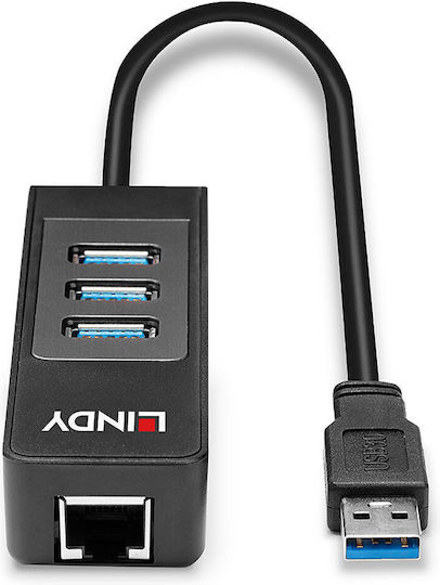 Lindy USB Hub 3 Ports USB 3.1 with USB-A Connection Ethernet