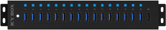 Icy Box USB Хъб 16 Порта USB 3.2 с Връзка USB-A