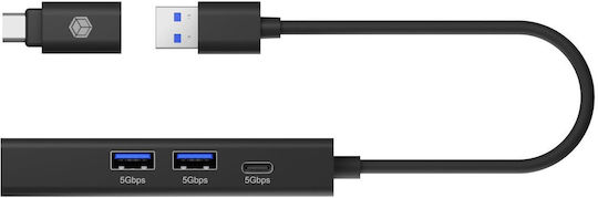Icy Box Hub 3 Θυρών USB 3.2 με σύνδεση USB-A / USB-C