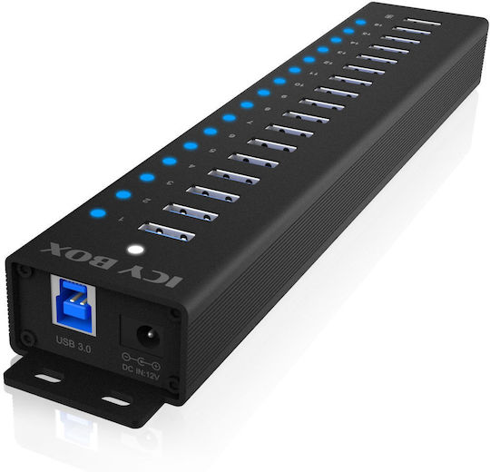 Icy Box USB Хъб 16 Порта USB 3.2 с Връзка USB-A
