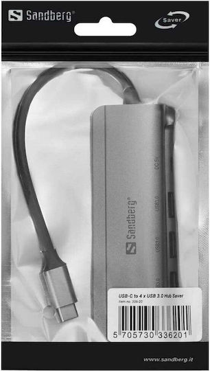 Sandberg Saver Hub 4 Ports USB 3.0 with USB-C Connection Silver