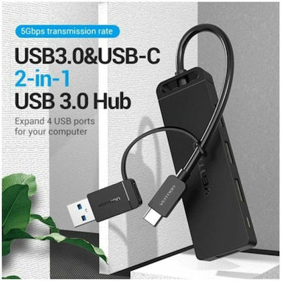 Vention USB 3.0 4 Port Hub with USB-C Connection