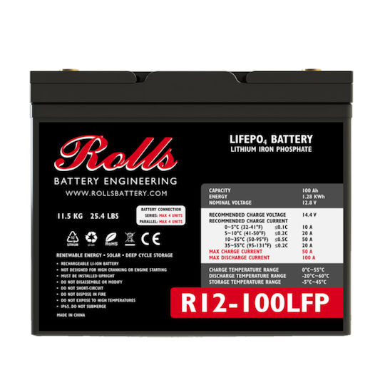 Rolls Photovoltaic Battery Sealed Deep Cycle 12.8V 100Ah (R12-100LFP)