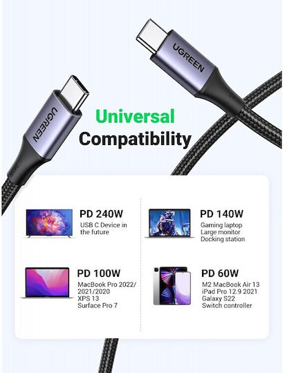 Ugreen USB 2.0 Cable USB-C male - USB-C 240W PD Γκρι 2m 90440