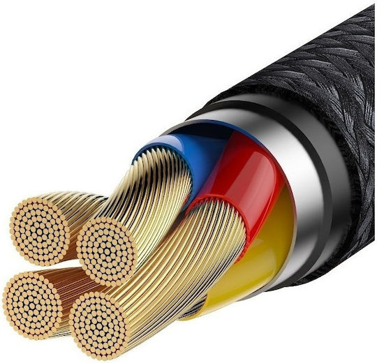 Baseus Cafule USB 2.0 Cable USB-C male - USB-A 40W Μαύρο 1m CATKLF-PG1