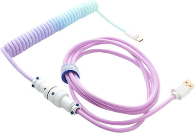 Ducky Premicord Spiral USB 2.0 Cable USB-C male - USB-A Purple 1.75m (DACOC2-AZU1)