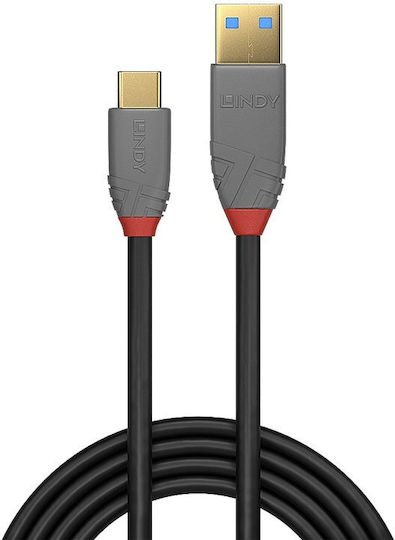 Lindy USB 2.0 Cable USB-C Male - USB-A 100W PD Black 0.5m