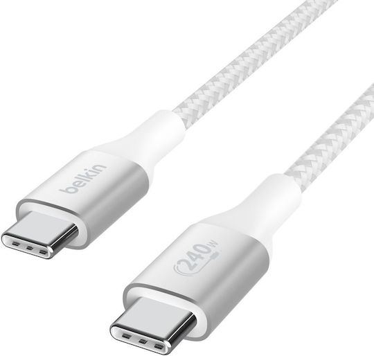 Belkin Boost Charge USB 2.0 Cable USB-C male - USB-C 240W PD Λευκό 2m CAB015BT2MWH
