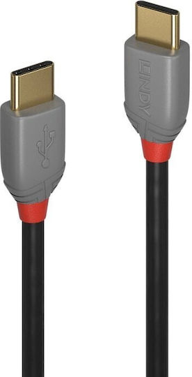 Lindy Anthra USB 2.0 Cable USB-C male - USB-C Μαύρο 2m 36872