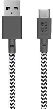 Native Union Union Belt Braided USB 2.0 Cable USB-C male - USB-A Γκρι 1.2m BELT-AC-ZEB-NP