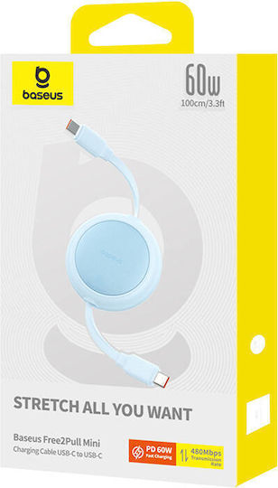 Baseus Mini USB 2.0 Kabel USB-C männlich - USB-C 60W PD Blau 1m P10364500311-01