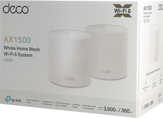 TP-LINK Deco X10 v1 WiFi Mesh Network Access Point Wi‑Fi 6 Dual Band (2.4 & 5GHz) σε Διπλό Kit Λευκό